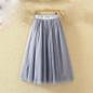 OHRYIYIE 2018 Spring Summer Vintage Skirts Womens Elastic High Waist Tulle Mesh Skirt Long Pleated Tutu Skirt Female Jupe Longue