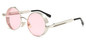 Peekaboo men vintage round steampunk sunglasses clear lens pink yellow tinted glasses round women metal uv400