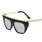 Peekaboo black gold chain sunglasses women big frame fashion star style fashion sunglasses gradient brown uv400