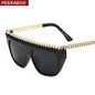 Peekaboo black gold chain sunglasses women big frame fashion star style fashion sunglasses gradient brown uv400