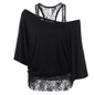 Patchwork Black Lace Blouse Batwing Sleeve Plus Size 5XL Women Blouses Shirts Casual Print Pattern Off Shoulder Shirts Blusas