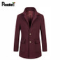 2017 Winter Peacoat Wool Blends Suit Design Coats Mens Burgundy Casual Trench Coat Slim Fit Single Breasted Jackets For Men