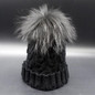 Fur Pompom Hat Ladies Warm Knitted Wool Beanie Cap Winter Dyed Real Raccoon Fur Hats For Women