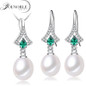 Freshwater Pearl jewelry set for women,Rring earring sets 925 sterling silver jewelry girl anniversary trendy gift necklace 45cm