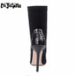 French Fashion Women Ankle Boots Stretch Fabric Pointed Toe High Heels Sexy Rivets Stiletto Pumps Black Sock Bootie Shoes Woman