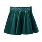 Fashion Design Women High Waist Short Skirts Girls Faux Leather Empire Pleated Mini Above Knee Black Skirt Plus Size