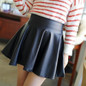 Fashion Design Women High Waist Short Pleated Skirts Girls Faux Leather Pleated Mini Black Skirt Plus Size