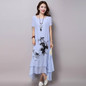 fashion cotton linen plus size vintage print women casual loose long summer dress vestidos femininos party 2017 dresses
