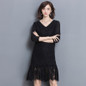 fashion cotton lace black plus size women casual autumn spring dress vestidos femininos 2017 dresses 5XL