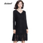 fashion cotton lace black plus size women casual autumn spring dress vestidos femininos 2017 dresses 5XL
