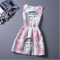 2017 New Brand Spring Summer Plus Size Women Print Floral Vest Dress O Neck Sleeveless A Line Party Fashion Dresses Vestidos