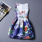 2017 New Brand Spring Summer Plus Size Women Print Floral Vest Dress O Neck Sleeveless A Line Party Fashion Dresses Vestidos