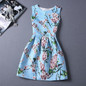 2017 New Brand Spring Summer Plus Size Women Print Floral Vest Dress O Neck Sleeveless A Line Party Fashion Dresses Vestidos