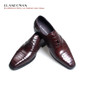 ELANROMAN Top Fashion luxury quality leather men shoes Men Square Toe Oxfords Brown Dress Shoes wedding business formal shoes