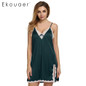 Ekouaer sleep dress Sexy Satin Sleepwear Silk Nightgown Women Nightdress Sexy Lingerie Plus Size S M L XL XXL Female Nightie