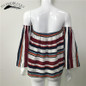 Off Shoulder Top Summer Striped Slash Neck Cute Tops Women Loose Blouses For Women Plus Size Beach Women Top Clothing