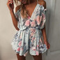 Off Shoulder Summer Beach Style Sexy Sky Blue Striped Women Playsuits Elegant Overall Romper 2017 Summer Short Jumpsuits