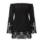 Off Shoulder Shirts Women Blouses 2018 Sexy Slash Neck Flare Sleeve Patchwork Lace Crochet Blusas Casual Tops Plus Size S-5XL