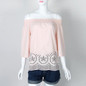Off shoulder Hollow Out White Lace Blouse Tops Shirts Sexy Women Loose Slash Neck Flare Sleeve Summer Shirts Autumn Blusas X0318