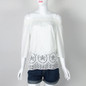 Off shoulder Hollow Out White Lace Blouse Tops Shirts Sexy Women Loose Slash Neck Flare Sleeve Summer Shirts Autumn Blusas X0318
