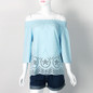 Off shoulder Hollow Out White Lace Blouse Tops Shirts Sexy Women Loose Slash Neck Flare Sleeve Summer Shirts Autumn Blusas X0318