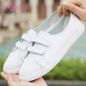 Nysiani Woman Split Leather Shoes Woman Flat Loafers 2017 New Autumn Round Toe Hook & Loop Leather Women Flat Shoes Casual