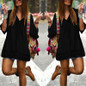 New Womens 2018 Sexy Summer Dress Ladies Boho Deep V-neck 3/4 Sleeve Lace Crochet Casual Loose Mini Dresses Beach Vestidos