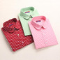 New Brand Red Polka Dot Shirt Dots Women Shirts Bohemia Long Sleeve Blouses Red Dot White Women Shirts Blouses Blusa Mujer