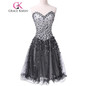 Grace Karin Crystal Cocktail Dress Sweetheart Tulle Short Prom Gowns Robe De Cocktail Beading Mini Real Photos Cocktail Dress