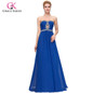 Grace Karin Bridesmaid Dresses Long Blue Cheap Wedding Party Dress Floor Length Chiffon Beading Bridemaids Dresses 2017