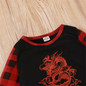 Baby Boys Plaid Dragon Totem Long-Sleeve Romper Wholesale Clothing Baby