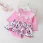 Baby Girls Ruffle Long Sleeve Floral Printed Romper Baby Clothes Suppliers