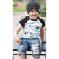 Boys Short Sleeve Dinosaur Printed Top & Ripped Jeans Wholesale Baby Boy Boutique