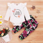 Baby Girls Ruffled Floral Printed Long-Sleeve Romper & Pants Wholesale Baby Clothes Suppliers