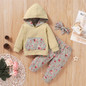 Baby Girls Floral Printed Hooded Long-Sleeve Top & Pants & Headband Baby Wholesale