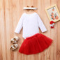 Baby Girl Christmas 3CPS Letter Printed Long Sleeve Romper & Tulle Skirt Baby Wholesales