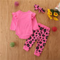 Baby Girls Printed Letter Casual Romper&Pants&Headband Baby Wholesale Clothes