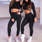 Women Seamless yoga set Fitness Sports Suits GYM Cloth Yoga Long Sleeve Shirts High Waist Running Leggings Workout Pants Shirts