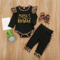 Baby Girls Letter Leopard Printed Romper & Bottoms & Headband Baby Wholesale