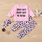 Baby Girls Letter Printed Top & Leopard Pants & Headband Wholesale Girls Clothing