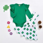 Baby Girls Green Long Sleeve Solid Romper & Leave Printed Suspender Skirt Buy Wholesale Baby Clothes