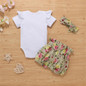 Baby Girls Bow Decor Short  Sleeve Letter Printed Romper & Floral Shorts & Headband Baby Clothing Cheap Wholesale