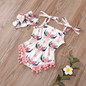 Baby Girls Ball Sling Horn Printed Romper & Headband Cheap Baby Clothes In Bulk