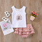 Baby Girls Koala Animal Printed Sleeveless Top & Solid Shorts Wholesale Clothing Baby