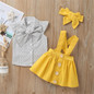 Baby Girls Polka Dot Bow Decor Sleeveless Button Top & Suspender Skirt & Headband Wholesale Clothing Baby