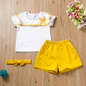 Baby Bow Decor Siblings Short Sleeve Top & Yellow Shorts Cheap Boutique Baby Clothing