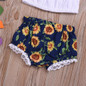 Baby Girls Solid Ball Collar Top & Floral Printed Shorts & Headband Cheap Bulk Baby Clothes