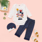 Baby Girls Animal Letter Printed Long Sleeve Romper & Pants & Hat Baby Clothes Cheap Wholesale