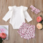 Baby Girls Long Sleeve Romper & Shorts & Headband Babywear Wholesale