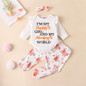 Baby Girls Letter Printed Romper Floral Pants & Headband Wholesale